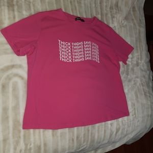 Thick Thighs Save Lives Funny Cute Graphic Saying Tee